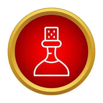 Bottle with cork stopper icon on red button Stock Illustration