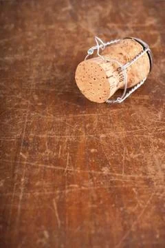 Bottle corks on the wooden background Stock Photos