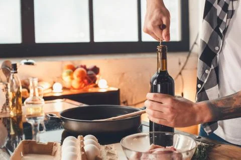 Bottle, corkscrew is stuck Stock Photos