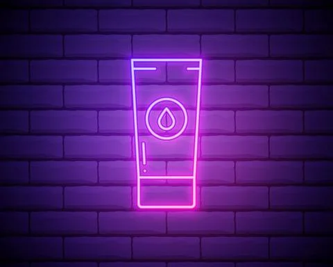 A bottle of cream icon. Elements of Bottle in neon style icons. Simple icon f Illustrazione stock