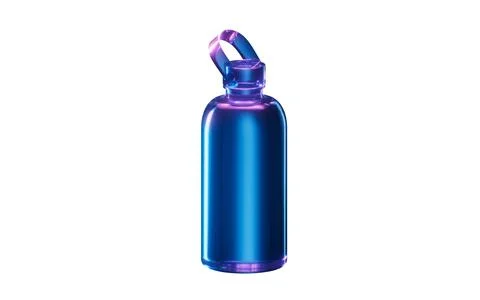 Bottle with dark neon light effect, 3d rendering. Stock Illustration