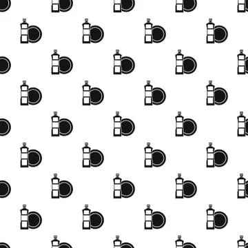 Bottle of dish soap and dish pattern, simple style Stock Illustration
