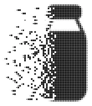 Bottle Disintegrating Pixel Icon Stock Illustration