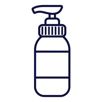 Bottle with dispenser. Liquid soap. Body cream. Vector illustration on whit.. Stock Illustration