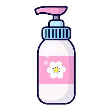 Bottle with dispenser. Liquid soap. Body cream. Vector illustration on whit.. Stock Illustration