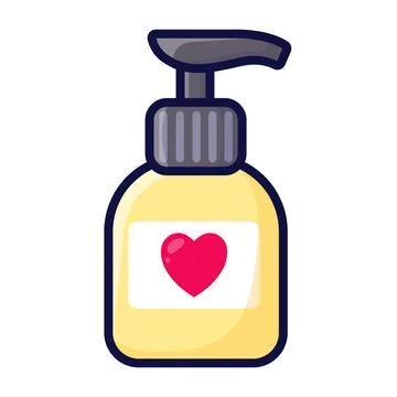Bottle with dispenser. Liquid soap. Body cream. Vector illustration on whit.. Stock Illustration