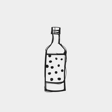 Bottle with dots containing a drink sits on a plain background during the day Stock Illustration