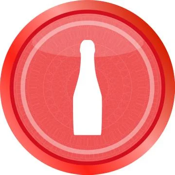 Bottle with drink - icon glossy button isolated Stock Illustration