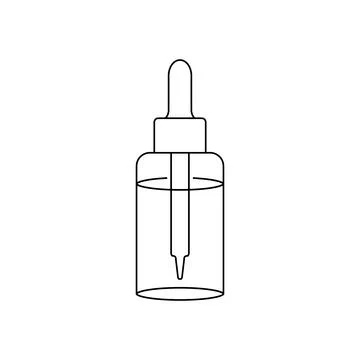 Bottle with a dropper. Vector line icon.  Stock Illustration