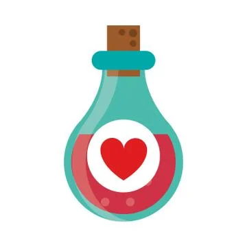 Bottle elixir love potion Stock Illustration