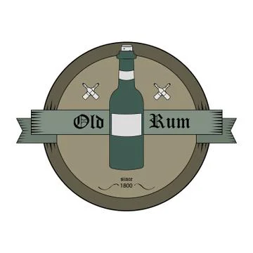 Bottle emblem in old style Stock Illustration