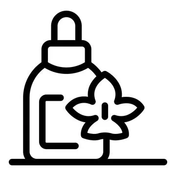 Bottle of essential oil with leaf logo for aromatherapy treatment Stock Illustration