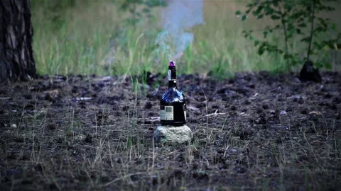 Bottle Explosion in Slow Motion Stock Footage 136203650