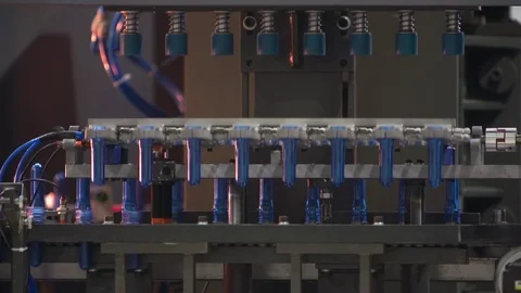 Bottle factory. Industrial machine-tool. Production. Stock Footage 83085939