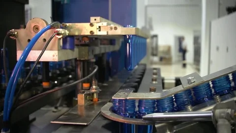 Bottle factory. Industrial machine-tool. Production. Stock Footage 83086622