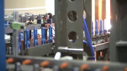 Bottle factory. Industrial machine-tool. Production. Stock Footage 83291940