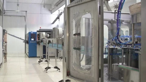 Bottle factory. Industrial machine-tool. Production. Stock Footage 83340072