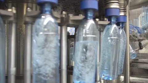 Bottle factory. Industrial machine-tool. Production. Stock Footage 83370455