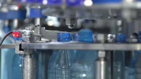 Bottle factory. Industrial machine-tool. Production. Stock Footage 83370547