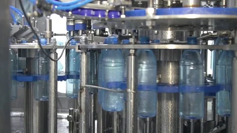 Bottle factory. Industrial machine-tool. Production. Stock Footage 83370587