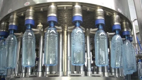 Bottle factory. Industrial machine-tool. Production. Stock Footage 83440283