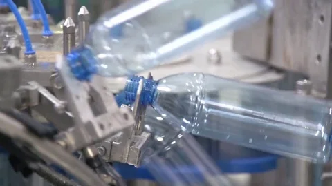 Bottle factory. Industrial machine-tool. Production. Stock Footage 83440344