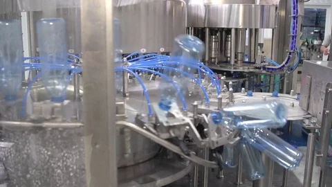 Bottle factory. Industrial machine-tool. Production. Stock Footage 83440386