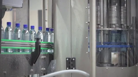 Bottle factory. Industrial machine-tool. Production. Stock Footage 83530302
