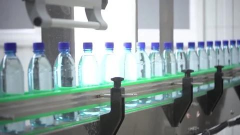 Bottle factory. Industrial machine-tool. Production. Stock Footage 83530344