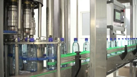 Bottle factory. Industrial machine-tool. Production. Stock Footage 83530484