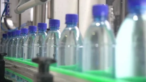 Bottle factory. Industrial machine-tool. Production. Stock Footage 83530535