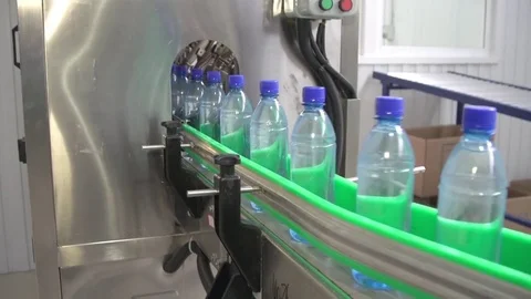 Bottle factory. Industrial machine-tool. Production. Stock Footage 83530553