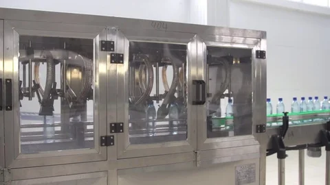 Bottle factory. Industrial machine-tool. Production. Stock Footage 83530583