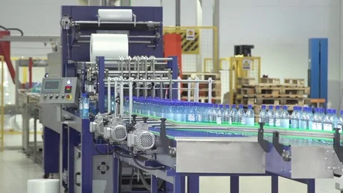 Bottle factory. Industrial machine-tool. Production. Stock Footage 83530659