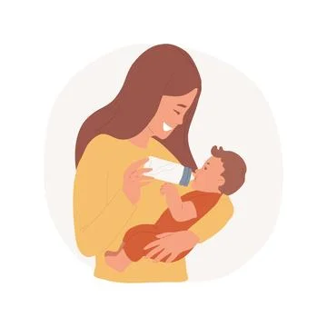 Bottle feeding isolated cartoon vector illustration. Stock Illustration