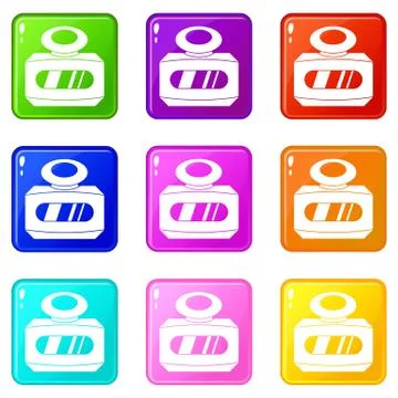 Bottle of female perfume set 9 Stock-Illustration