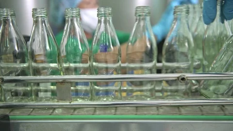 Bottle filling machine. Stock Footage 92390232
