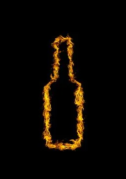 Bottle flame heat black background Stock Illustration