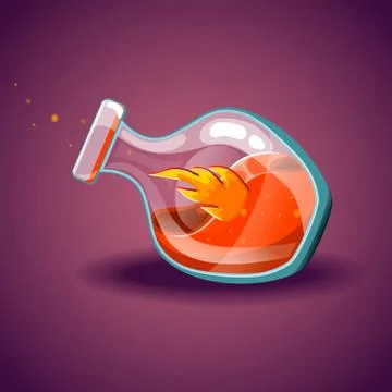 Bottle with flame, magic elixir Stock Illustration