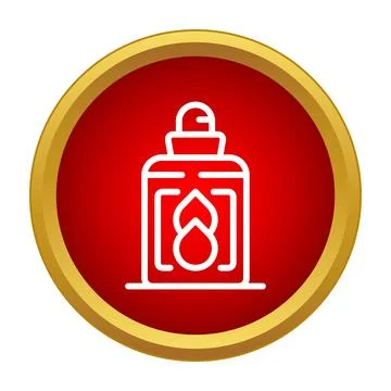 Bottle with flame outline icon on red background Stock Illustration