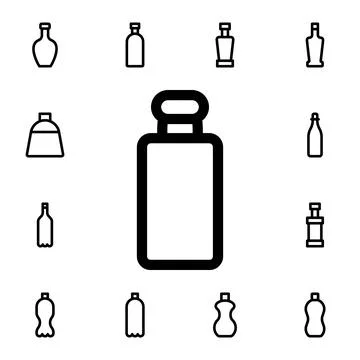 Bottle flat vector icon in glass drink pack Stock Illustration