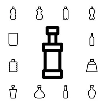 Bottle flat vector icon in glass drink pack Stock Illustration