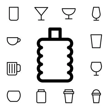 Bottle flat vector icon in glass drink pack Stock Illustration