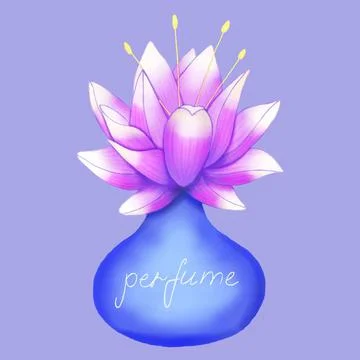 A bottle of fragrant floral perfume. Vector Illustrazione stock