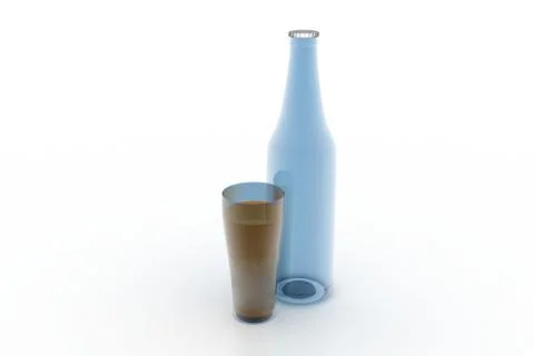 Bottle with glass Free Stock Illustration