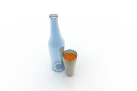 Bottle with glass Free Stock Illustration