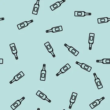 Bottle glass package line vector seamless pattern Stock Illustration