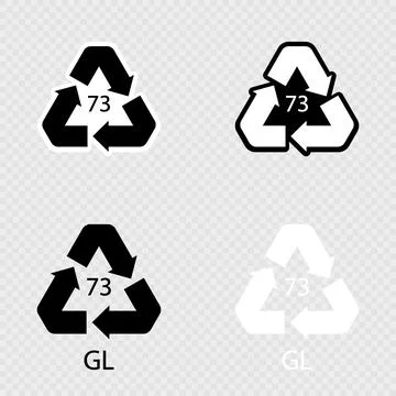 Bottle Glass recycling code 73 GL set. Stock Illustration
