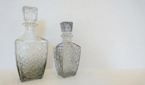 Bottle glass on the table Stock Photos