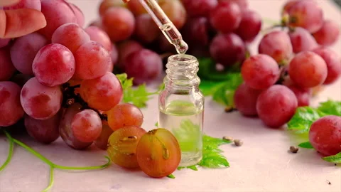 Bottle of grape seed oil. Selective focus. Stock Footage 162661911